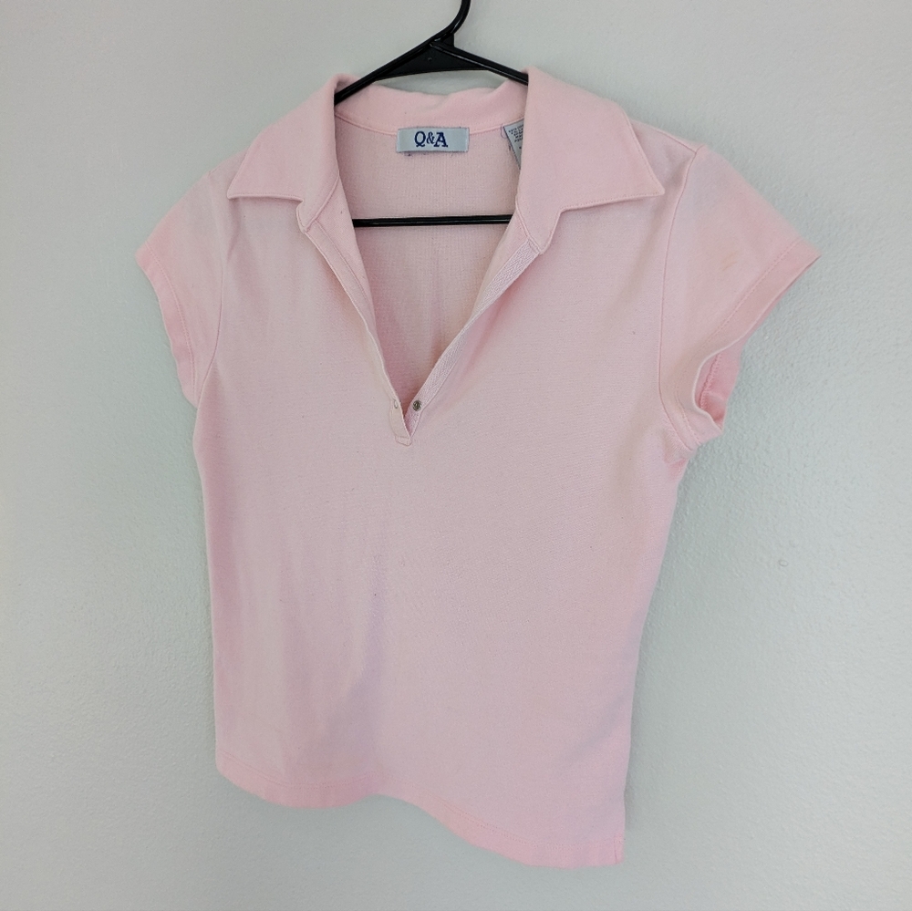 Baby pink Y2K polo top, medium